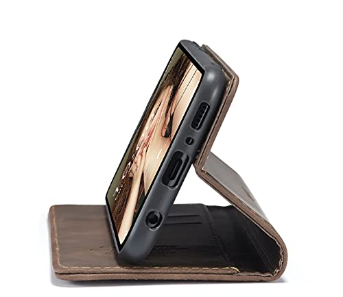 Image of BOUNCEBACK Faux Leather Flip Flap Back Stand Case /Cover For Samsung Galaxy M42 - Coffee Brown, Blue