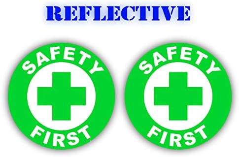 (x2) Reflective - Safety First Hard Hat Stickers (Pair) | OSHA Helmet Decals | Toolbox First Aid Labels | Glow Bright Union Laborer Welder Fall Protection Confined Space Trained