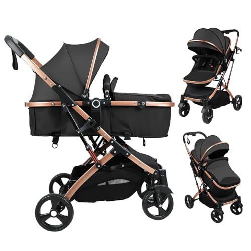 Baby Stroller, 2 in 1 Convertible Bassinet Mode Newborn to Toddler | Reversible Seat UPF Canopy,...