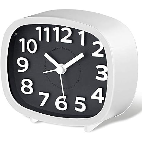 Jcobay Silent Non Ticking Alarm Clocks Bedside Clocks Battery Operated Alarm Clock Analogue Simple Bedroom Clock Analog Desk Clocks with Large Display Light for Heavy Sleepers Office Home Table Cover