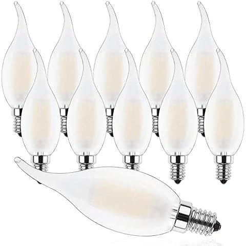 ProCrus E14 LED Dimmable Candle Light Bulb,4W Candle LED for Chandeliers,C35 Small Edison Screw Filament Flame Tip SES LED Bulb,2700K Warm White,40W Bulb Equivalent,400LM,10 Pack,Energy Class F Cover