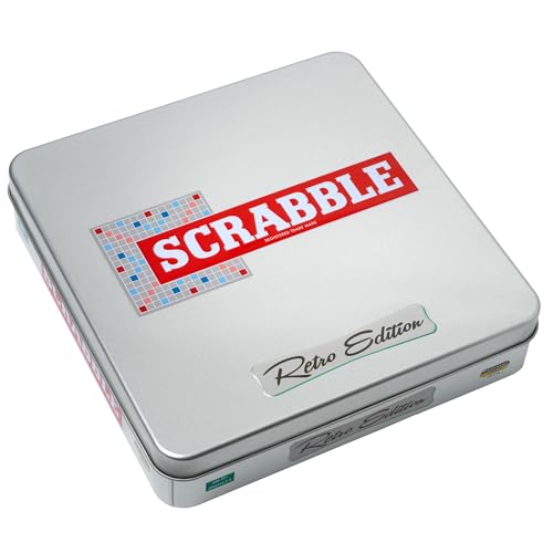 Ideal | Scrabble Retro Edition Tin | Beautifully presented in a collectors tin with wooden racks and tiles | Classic Games | For 2-4 Players | Ages 10+