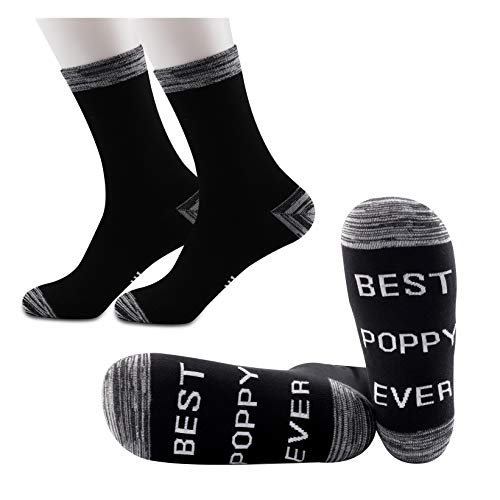 JXGZSO 2 Pairs Poppy Gift Best Poppy Ever Socks Fathers Day Present Birthday Gift Papa Gift Grandpa Gift Grandfather Gift, Best Poppy Ever, One size