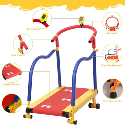 Image of Kids Treadmill for Home Indoor with Incline and Handles,Kids Fitness Exercise Equipment,Small Self Propelled Walking Pad Treadmill with LED Display,for Family Kindergarten