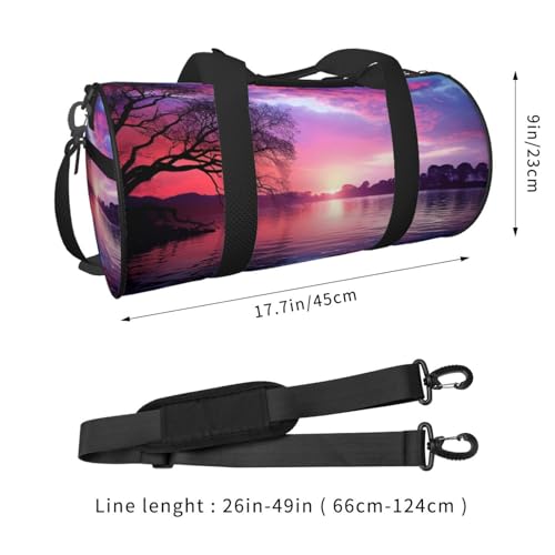 Travel Duffle Bag Weekender Bags for Men Women with Shoe Compartment Large Capacity Weekender Overnight Bag Purple Sunset on Water Carry On Tote Bags Sport Gym Bag for Travel Yoga2