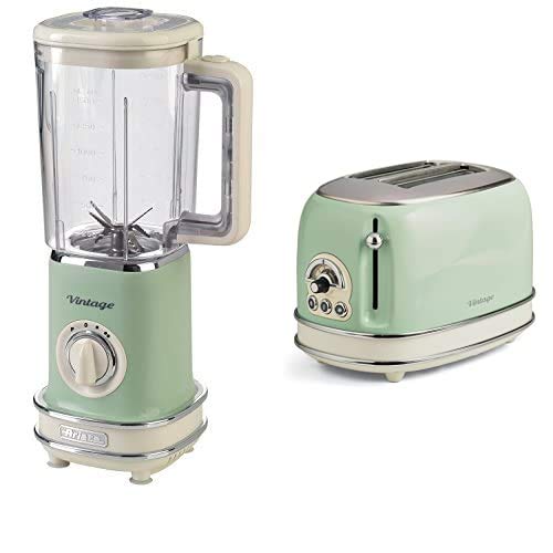 Ariete 155 Toaster mit 2 Schlitzen Vintage Vert & 568 04 Standmixer, L, Grün