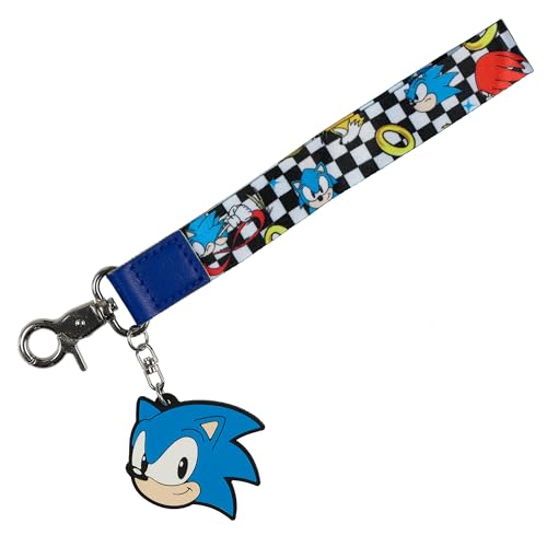 JUST FUNKY Sonic The Hedgehog Wristlet Keychain Lanyard Rubber Charm Wrist Strap 7.5 Length