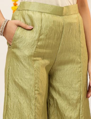 Image of Vbuyz Women Floral Embroidery Stylish A-Line Fandy Silk Kurta With Palazzo
