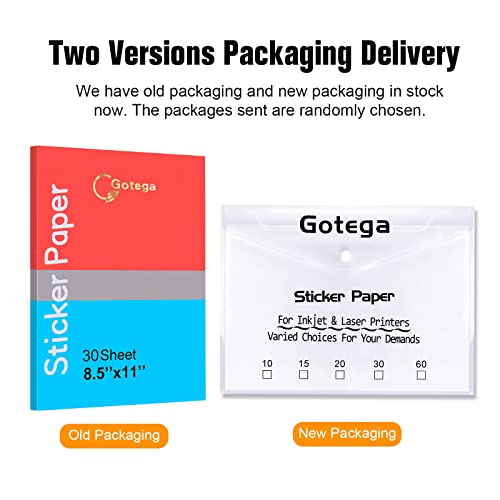 Sticker Paper For Inkjet Printer 30 Sheets Sticker Paper Glossy Waterproof - Size 8.5''X11" A4 - Inkjet & Laser Printer #TOP1