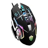 Gadpiparty シー加重属発光ゲーミングマウス プログラミングボタン搭載 高精光学センサー ゲーム用コンピューター向け ブラック