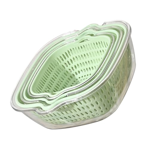 Alipis Cesta Plástico Escurridor Doble Capa Para Lavar Verduras y Frutas Colador Reutilizable Para Cocina Doméstica Diseño Apilable y Fácil Drenaje Color Verde