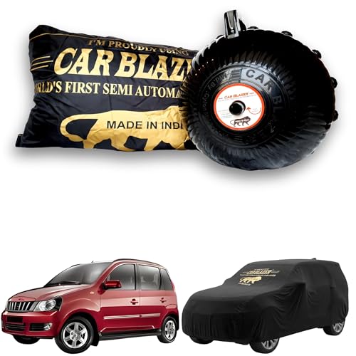 Image of CARBLAZER Portable & Semi-Automatic Full Body Car Covers: Heavy Duty Device| Anti-Theft| Dust & Scratch Proof | Water & Wind Resistant|Custom Fit| Dual-Side Cover, Compatible for Mahindra Quanto