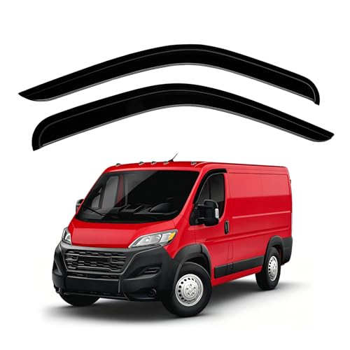 Image of Canvcle ProMaster Rain Guards - Window Visors for Ram ProMaster 2014-2025 2026, Outside-Mount Tape-On Side Window Wind Deflectors for ProMaster Accessories, Vent Visors Shades Rainproof 2PCS Black