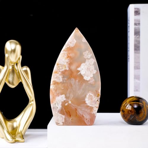 Pierre d'agate cerise naturelle sculptée main objet déco maison