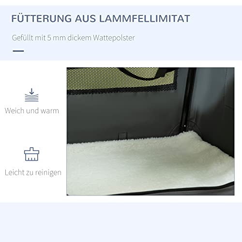 PawHut Hundebox faltbar Hundetransportbox 70 x 51 x 50 cm Transportbox mit Handgriff, Tasche Transporttasche Hundetasche für kleine Hunde Grau