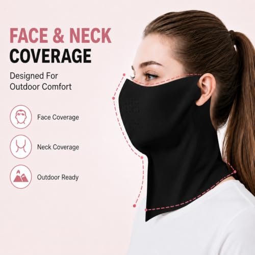 Image of Ice Silk Sun Protection Face Mask for Women, Breathable Cooling Face Cover with Neck Coverage, Driving,Golf,Hiking
