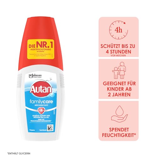 Autan Family Care Pumpspray Mückenschutz für die Familie, Repellent, mit Aloe Vera, Travel Essentials, 1er Pack (1 x 100 ml)