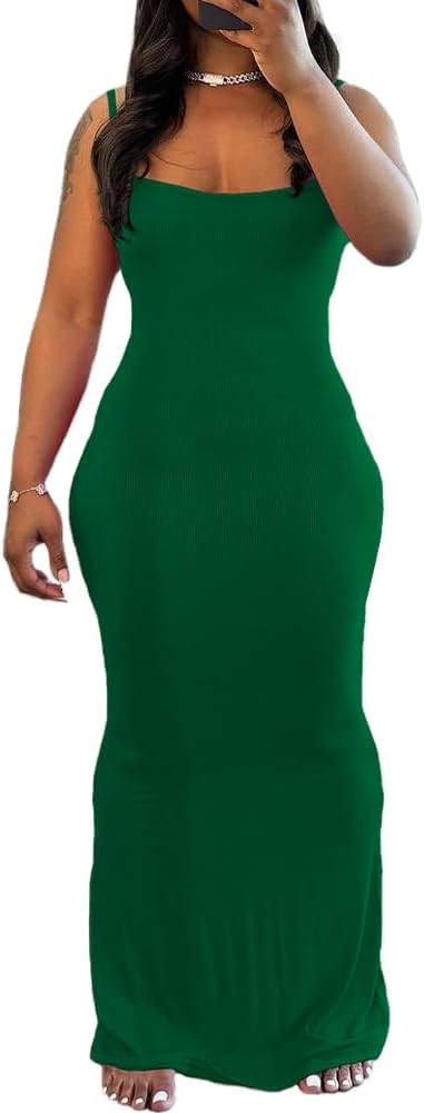 PINSV Women Summer Long Dress Casual Slip Sexy Sleeveless Bodycon Maxi Dresses for Women - Image 3