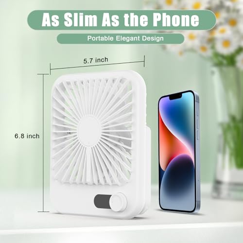 Travel Fan for Sleeping, Portable Fan for Travel Rechargeable with Digital Display, 100 Speed Wind Personal USB Fan with Variable Speed Knob, Small Desk Fan for Bedroom Travel Essentials, White - Image 5