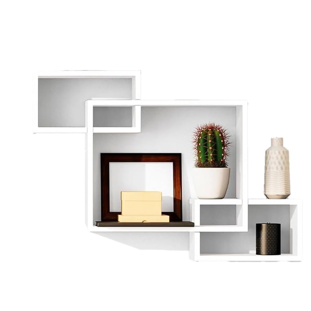 Étagère flottante cubique bois cadre mural décoratif design suspendu pour salon et chambre