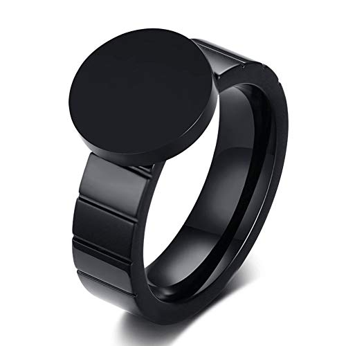 6 mm Edelstahl Plattenspieler Ring Schwarz Herren Ring Original Einfache Verschiedene Trend Schmuck 10 farbe