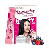 TEAZEN - Kombucha Berry – Bebida Instantánea de Té Probiotico – 10 Sobres – Sin Azúcar, Vegano, Bajo en Calorías – Preparación de Bebida Coreana con Prebióticos