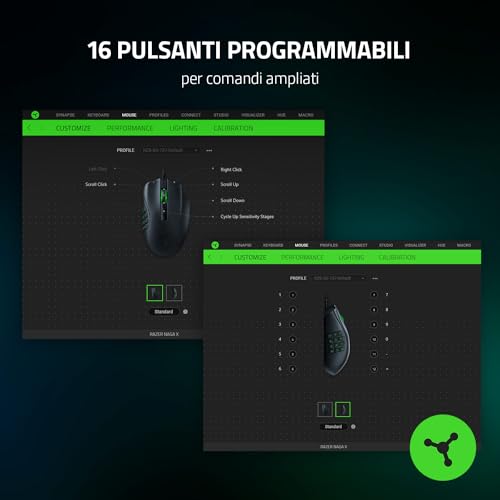 Naga X - Mouse da Gaming Ergonomico per MMO con 16 Pulsanti Programmabili (Switch Ottico per Mouse, Sensore Ottico Avanzato 5G, Chroma RGB, Cavo Speedflex) Nero - Mouse gaming - Immagine 1
