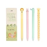 Nurila 4 Radierbarer Kugelschreiber Set, Cartoon Blau Radierbarer Tintenroller 0.5mm Erasable Pen Mit Radiergummi, Ideal Für Büro Und Schule,Tier-Set
