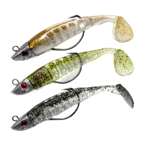 3PCS Bass Lures Sea Fishing UK – Realistic Action Sea Fishing Lures for Pike, Trout, Perch – Ideal for Offshore & Inshore Use, Effective Bait for Multiple Saltwater Species