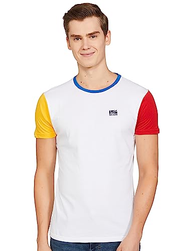 Image of Pepe Jeans Men's Cotton Western Slim Fit Color Block T-Shirt (Pack of 1)