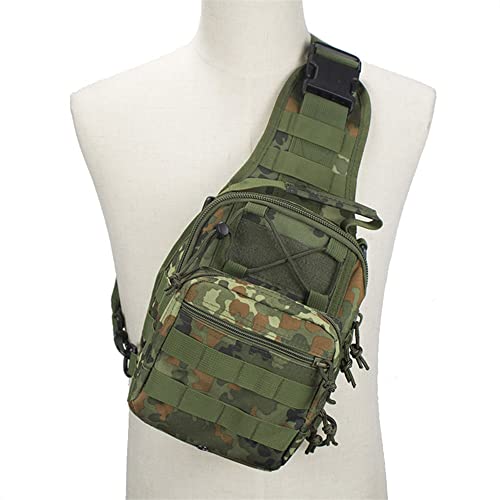 Outdoor Sports Hiking Sling Bag Shoulder Pack Camouflage Tactical Molle Combat Chest Bag - German Flecktarn