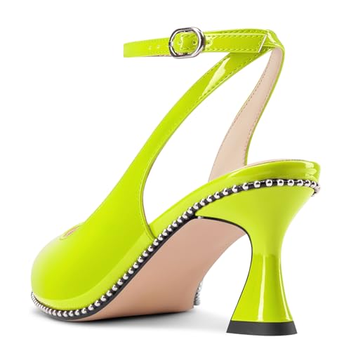 Image of NobleOnly Womens Slingback Heels Beaded Pumps Ankle Strap Pointed Toe Kitten Heels Dress Shoes 2.6 Inches