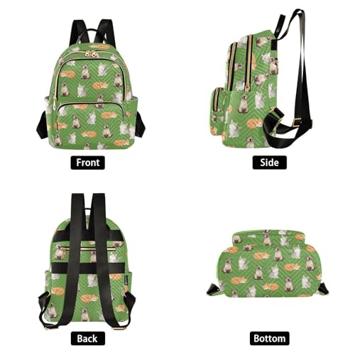 Image of Women Fashion Backpack Purse Cat Print Rucksack, M | Casual Lightweight Quilted Daypack Ladies Bag for College Travel Work