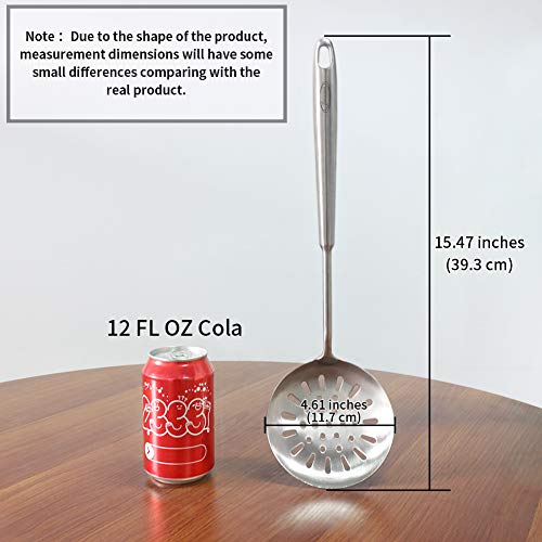 Image of Newness Slotted Spoon, [Rustproof, Heat Resistance, Integral Forming] Durable 304 Stainless Steel Skimmer Spoon with Vacuum Ergonomic Round Handle, Cooking Strainer Spoon for Kitchen, 15.47 Inches