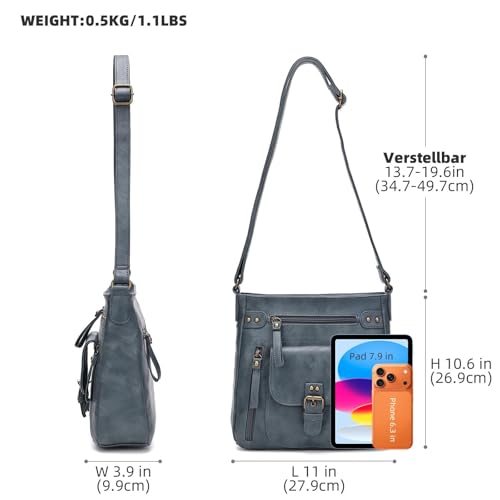 Image of Crossbody Bags for Women Medium PU Leather Multi Pocket Shoulder Purses