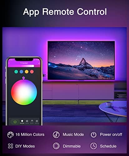 Led Strip Alexa 2.8M, Wifi Smart LED strip, Compatible with Alexa Google Assistant, APP control, music synchronization, RGB light chain for bedroom, party decoration, TV for 30-55inch, USB operation