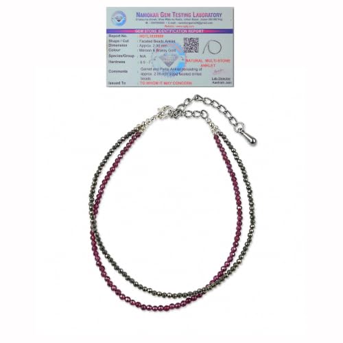 Image of Raw Pyrite, Money Magnet, Dhanyog, Garnet, Black Obsidian Evil Eye Anklet | Stone of Money, Protection & Power | Natural Healing Crystal Anklet for Women | Spiritual Jewellery for Women | Gift for Woman & Girlfriend