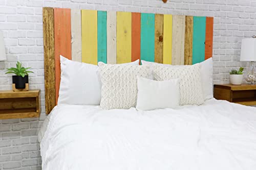 Barn Walls Summer Mix Signature Design, Multicolored Solid Wood Headboard, Floating Panels, Wall Mount, Adjustable Height, Easy Assembly, King Size #TOP3
