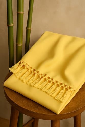 Image of Cotton Silk Yellow Bhagalpuri Chadar AC Comforter /Duvet /Andi /Summer Blanket /Khes /TopSheet (Queen Size- 54 X 108 Inch) Perfect Odne Wali Chaadar for Sleeping (Pack of 1)