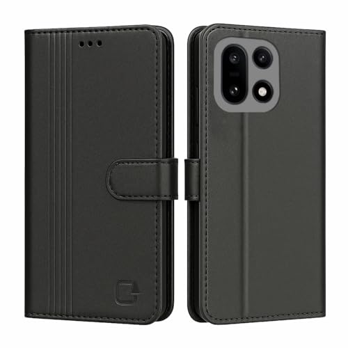 Image of AIBEX Shock Proof Flip Compatible for OnePlus 15 5G Flip Cover Leather Finish | Inside TPU with Card Pockets | Wallet Stand | Complete Protection Flip Case Black