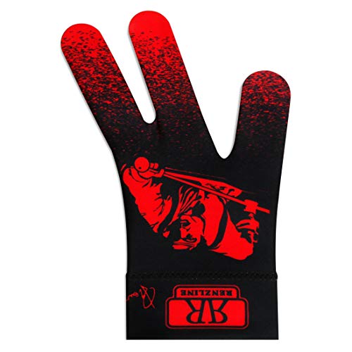 Renzline Pool CUE Glove Billiard Player - Red/Black - for Left Hand - One Size fits All