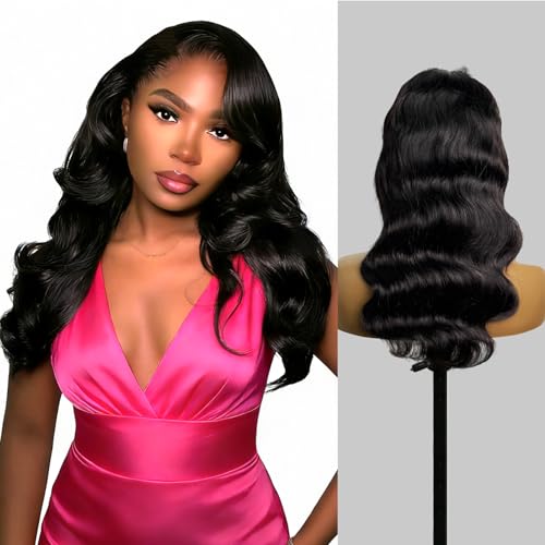 olimaruly Half Wig Human Hair Body Wave Natural Black Drawstring