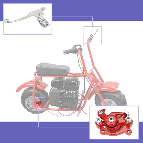 Image of Mini Bike Rear Brake Caliper, Brake Lever Kit Compatible with Monster Mega Moto MMB80 GMB100 Colemen CT100U CC100X Baja DB30 Monster Motovox MBX10 MBX11 Predator 79cc 97cc 100cc Engine Parts