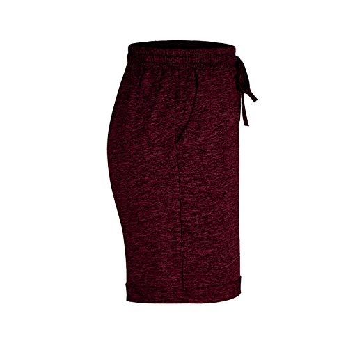 MYNKYLL Short feminino esportivo e cordão com bolsos e calça de ioga macia e confortável, Vinho, P