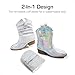 DREAM PAIRS Girls Cowboy Cowgirl Boots 2-in-1 Western Removable Cuff Fold Over Embroidered Fashion Mid Calf Shoes,Size 1 Little Kid,Silver,SDBO2406K