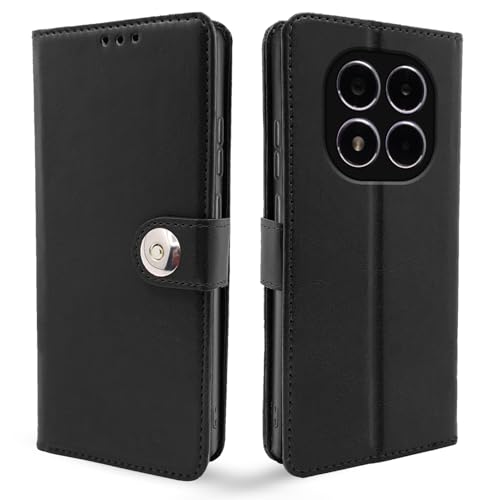 Image of Pikkme Flip Cover Leather Finish | Inside TPU with Card Pockets | Wallet Stand and Shock Proof | Complete Protection Button Flip Case for Redmi Note 14 Pro /Redmi Note 14 Pro Plus 5G(Black)