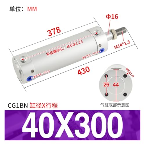Vérin de traction pneumatique CDG1BN40x300 double effet manipulateur