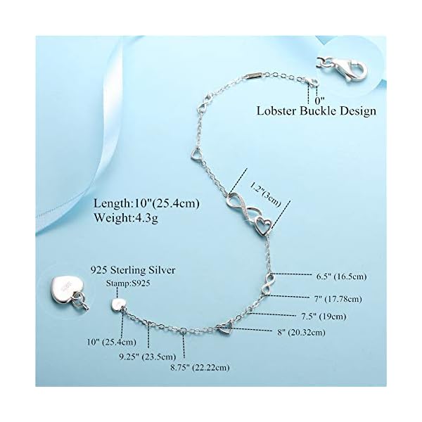 MABELLA-Anklets-Bracelet-18K-Gold-plated-Sterling-Silver-Adjustable-Infinity-Endless-Love-Heart-Charm-Jewelry-Jewelry-Gifts-for-Her MABELLA Anklets Bracelet 18K Gold plated Sterling Silver Adjustable Infinity Endless Love Heart Charm Jewelry Gifts for Her
