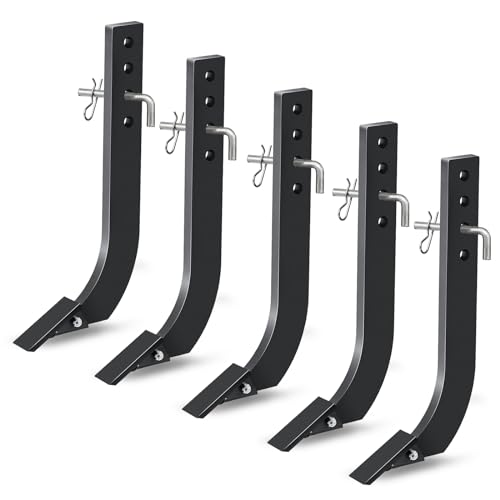ZHAIUPON 5pcs 4 Holes Box Blade Shank 16 Scarifier Shank Teeth Box Scraper Blade for Tractor Ripper Shank with Removable Tapered Teeth Pins Adjustable Shanks Assembly for Digging Plowing