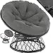 Produktbild tectake® Papasansessel, gemütlicher Drehsessel mit Kissen rund, bequemer Rattansessel, Loungesessel drehbar, runder Relax Korbsessel Rattan für Wohnzimmer, Leseecke, Lounge - schwarz